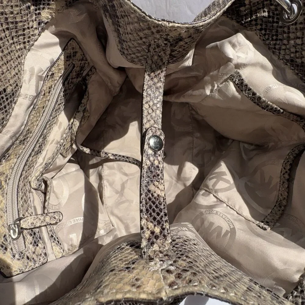 Michael Kors Python Satchel Y2K Laced Large Silver Hardware Pockets Shoulder